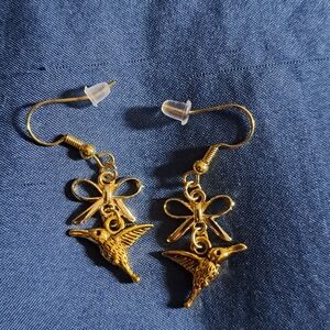 Gold Hummingbird Earrings